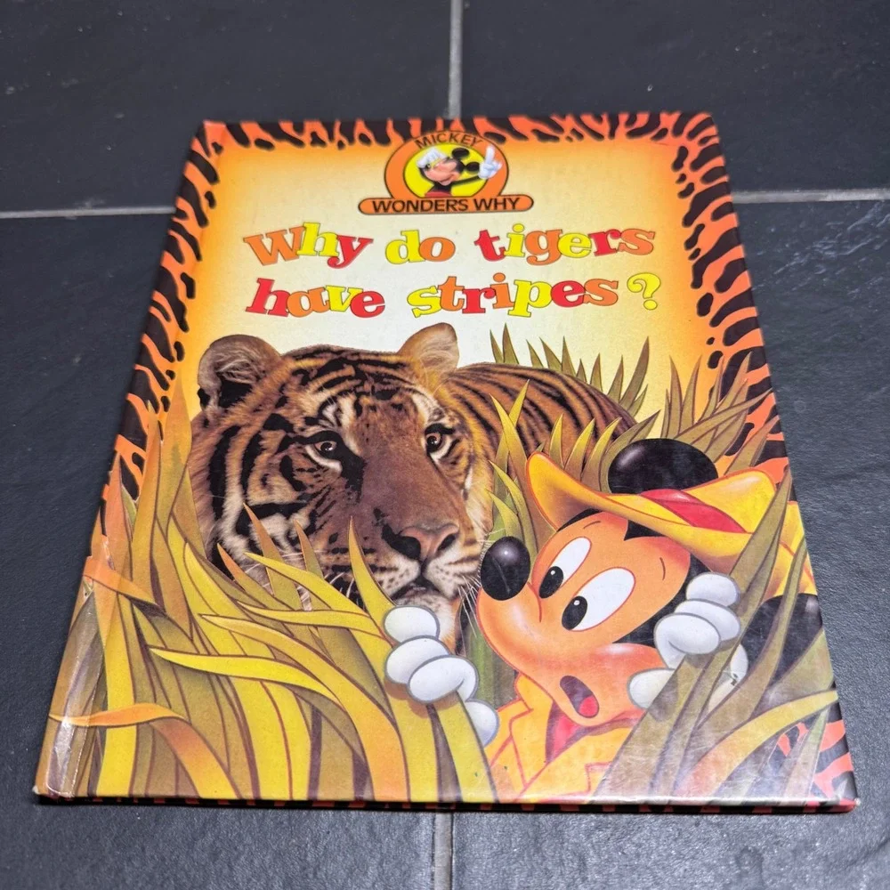 Vintage 1992 Disney Mickey Wonders Why Do Tigers Have Stripes Hardcover Book